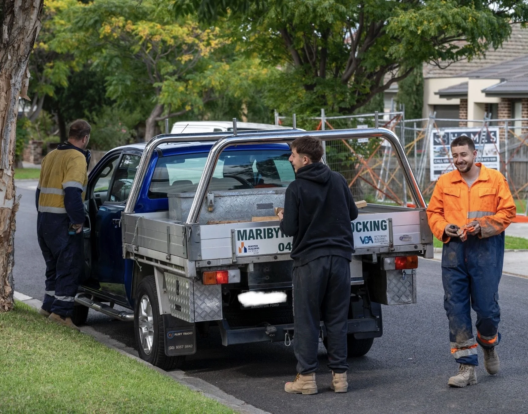 Sokolov family crew on site with the MHB Reblocking ute