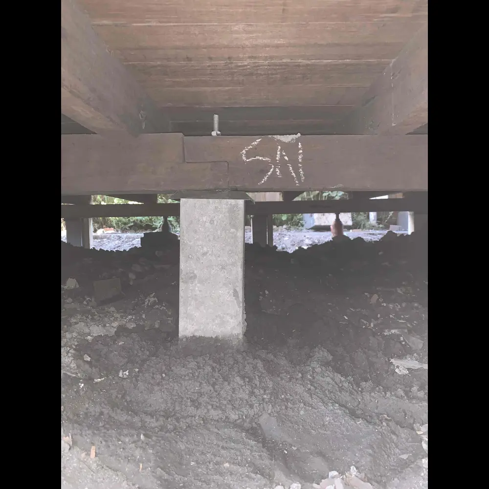 New concrete stumps installed under existing weatherboard home